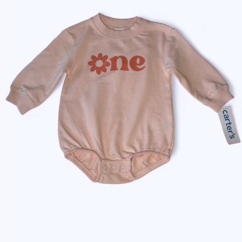 Carter’s Onesie Long Sleeve One Year Flower Pink SZ 12 months NWT